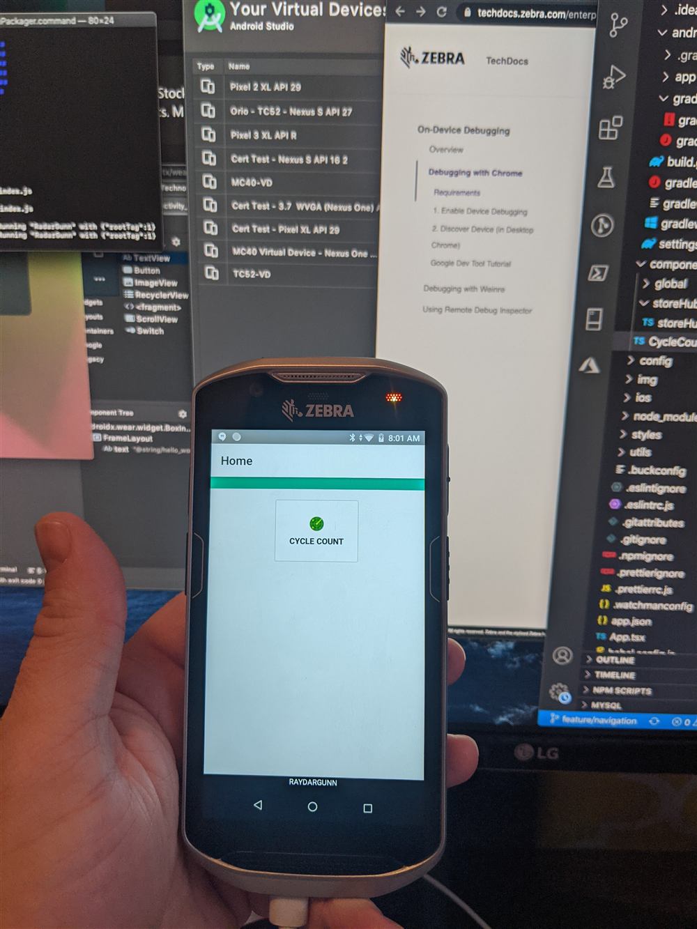 Cycle Count app running on a Zebra RFID handheld at a Dick's Sporting Goods store